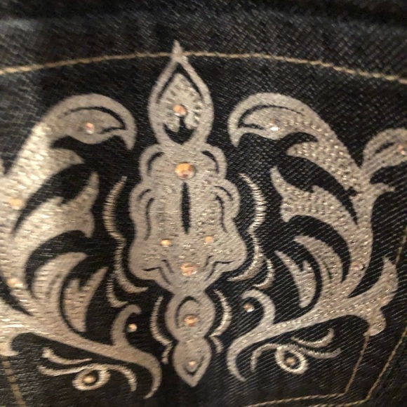 Chico’s size 12 blue high waist jeans silver & white embellished details stretch - Picture 4 of 16